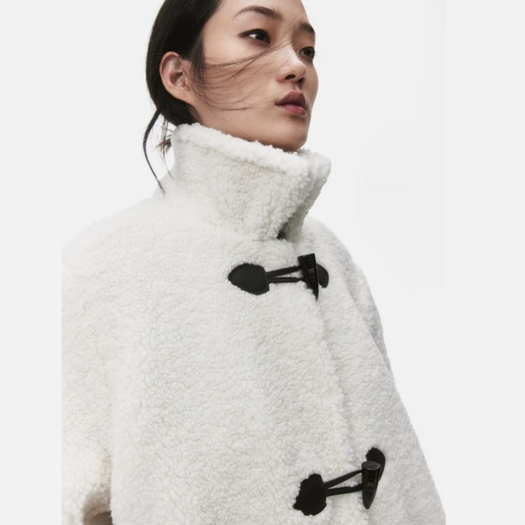 H&M Teddy Fleece Coat in White XS New - Picture 5 of 6